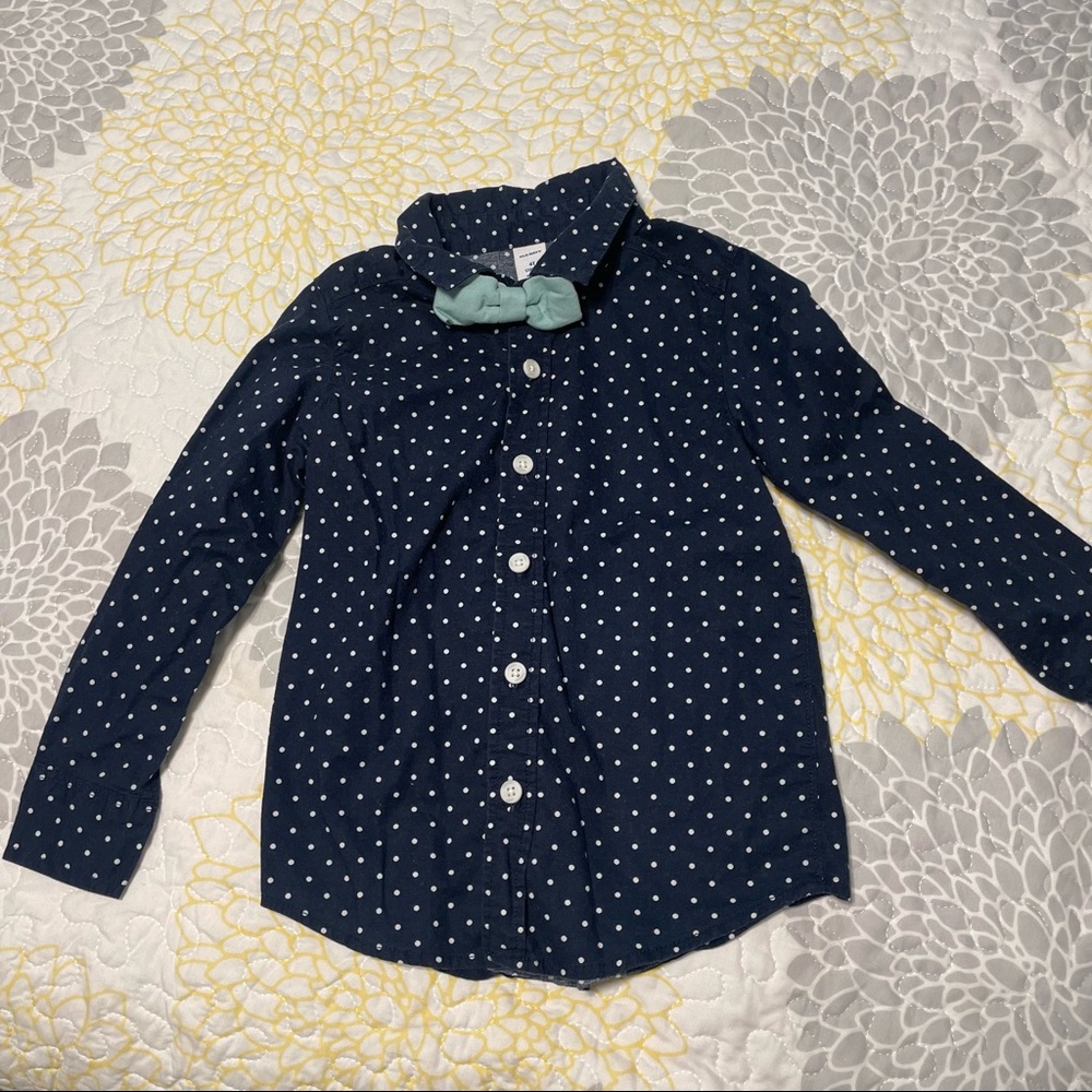 Boys 4T Polka Dot Button Down with Bow Tie